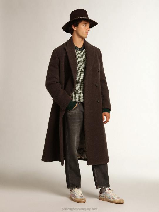 hombres Jersey de cuello redondo de la colección Journey en lana bicolor blanca y verde.Golden Goose 02H6749