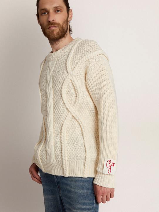 hombres Jersey de cuello redondo de lana con motivo trenzadoGolden Goose 02H6770