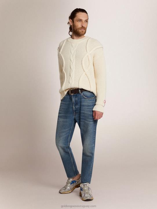 hombres Jersey de cuello redondo de lana con motivo trenzadoGolden Goose 02H6770