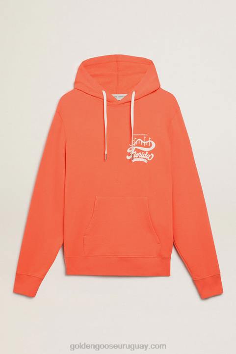 hombres Sudadera de la colección Journey en color coral con doble estampado en blanco en la espalda.Golden Goose 02H6765