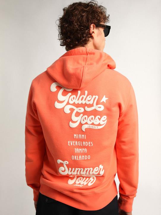 hombres Sudadera de la colección Journey en color coral con doble estampado en blanco en la espalda.Golden Goose 02H6765