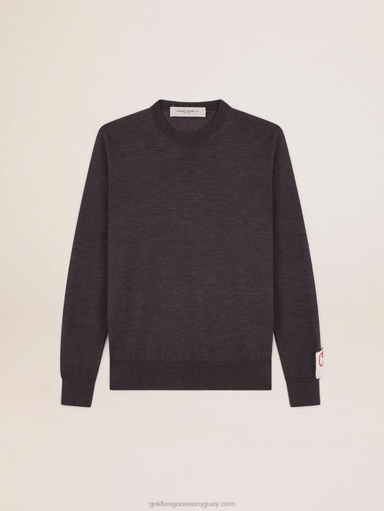 hombres jersey de cuello redondo de lana melange gris oscuroGolden Goose 02H6718