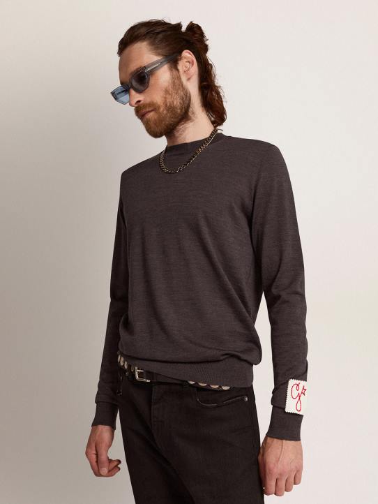 hombres jersey de cuello redondo de lana melange gris oscuroGolden Goose 02H6718