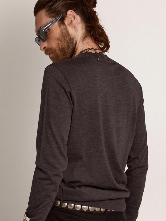 hombres jersey de cuello redondo de lana melange gris oscuroGolden Goose 02H6718