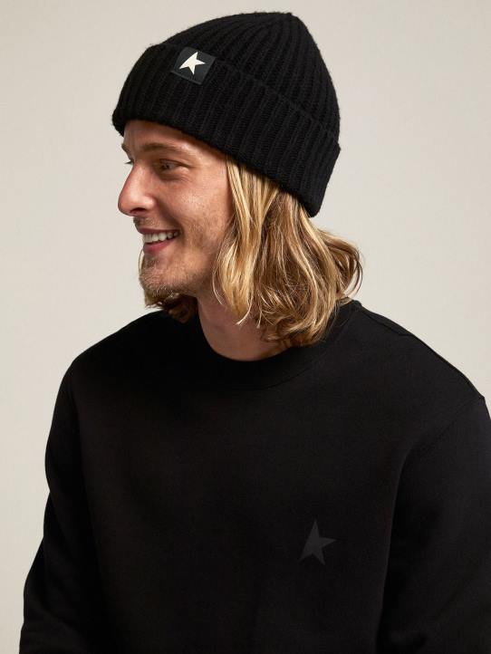 hombres sudadera archibald star collection negra con estrella tono sobre tono en la parte delanteraGolden Goose 02H6709