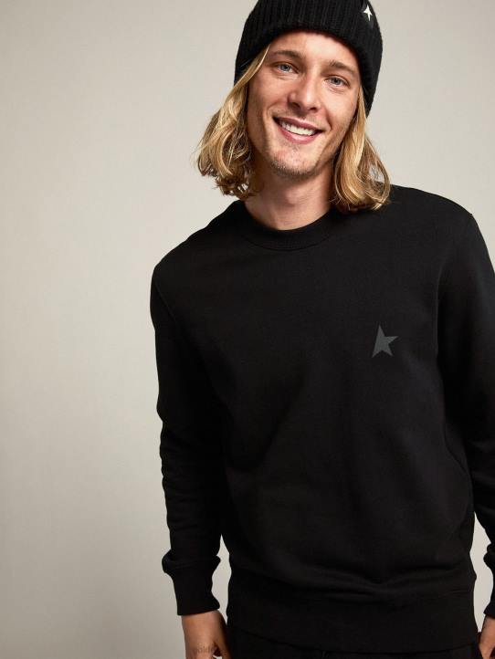 hombres sudadera archibald star collection negra con estrella tono sobre tono en la parte delanteraGolden Goose 02H6709