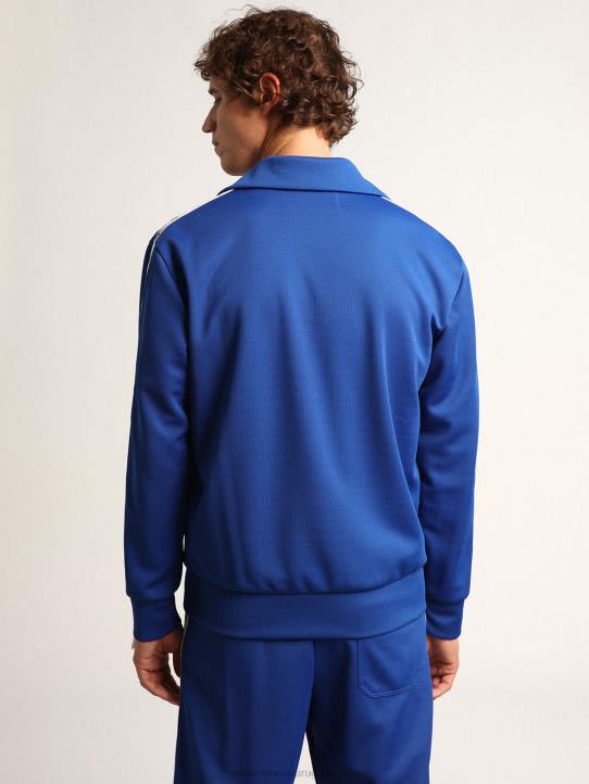 hombres sudadera azul con cremallera y franja blanca y estrellas a contrasteGolden Goose 02H6735