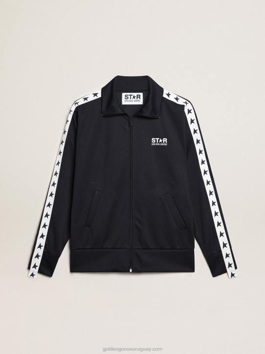 hombres sudadera azul oscuro con franja blanca y estrellas azules a contrasteGolden Goose 02H6698