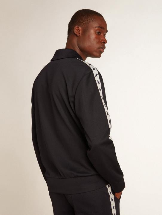 hombres sudadera azul oscuro con franja blanca y estrellas azules a contrasteGolden Goose 02H6698