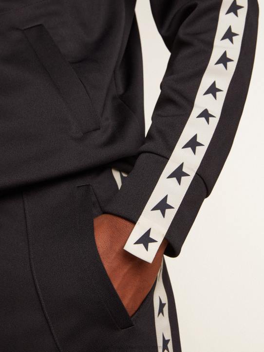 hombres sudadera azul oscuro con franja blanca y estrellas azules a contrasteGolden Goose 02H6698