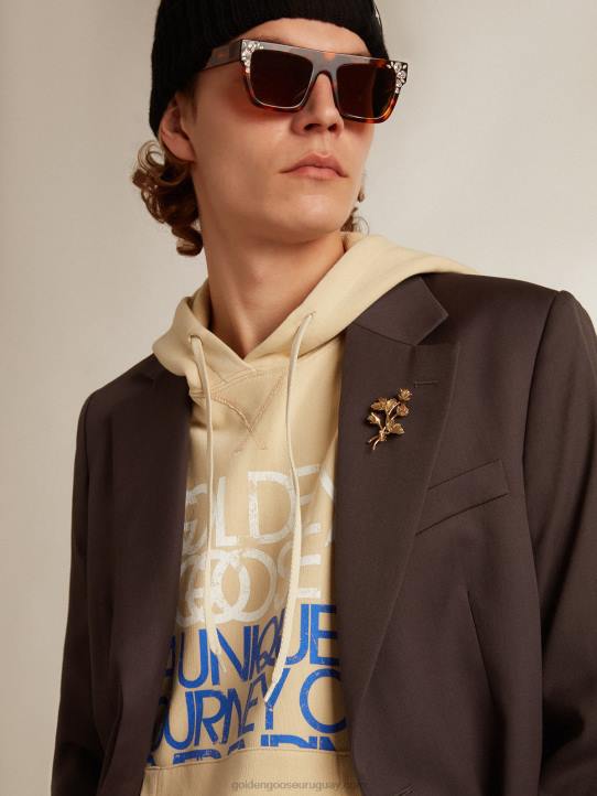 hombres sudadera color mazapán con letras delanteGolden Goose 02H6794