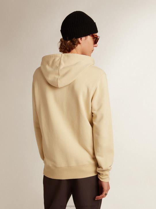 hombres sudadera color mazapán con letras delanteGolden Goose 02H6794
