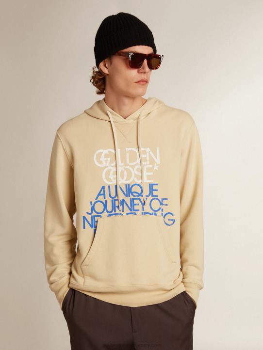 hombres sudadera color mazapán con letras delanteGolden Goose 02H6794