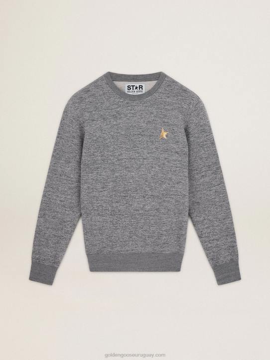 hombres sudadera de algodón archibald star collection gris melange con estrella dorada en contraste en la parte delanteraGolden Goose 02H6745