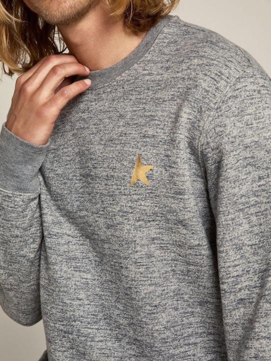 hombres sudadera de algodón archibald star collection gris melange con estrella dorada en contraste en la parte delanteraGolden Goose 02H6745