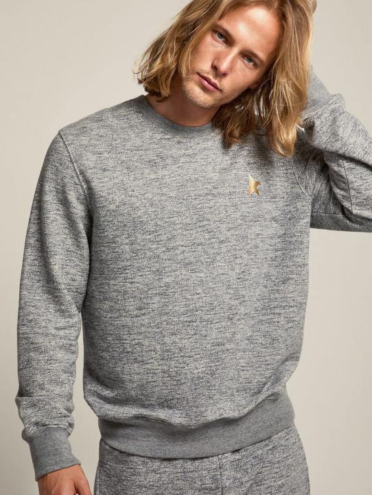 hombres sudadera de algodón archibald star collection gris melange con estrella dorada en contraste en la parte delanteraGolden Goose 02H6745