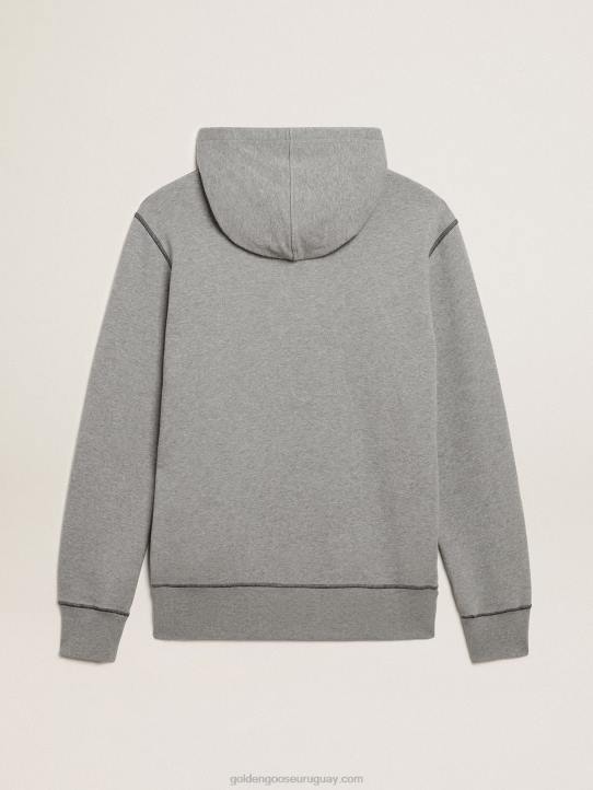 hombres sudadera de algodón gris jaspeado con capuchaGolden Goose 02H6819