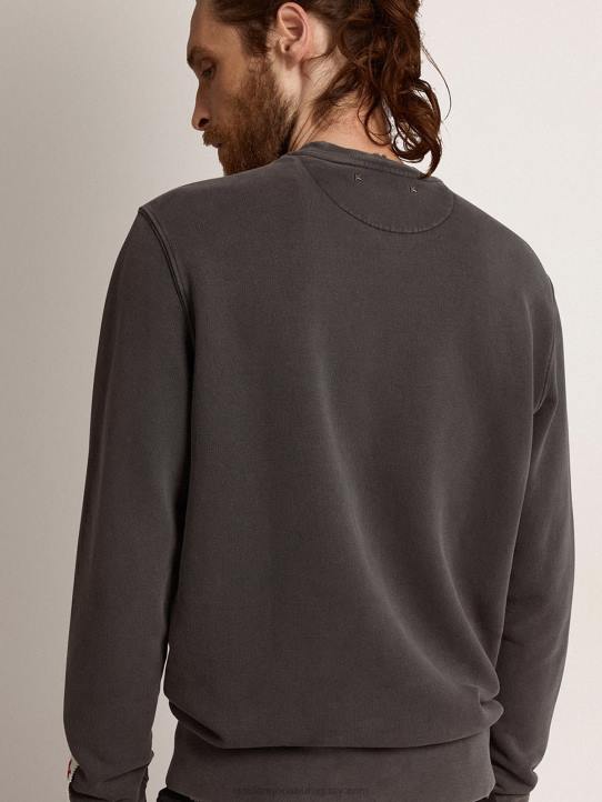 hombres sudadera de la colección con logo en gris antracita con tratamiento envejecidoGolden Goose 02H6694