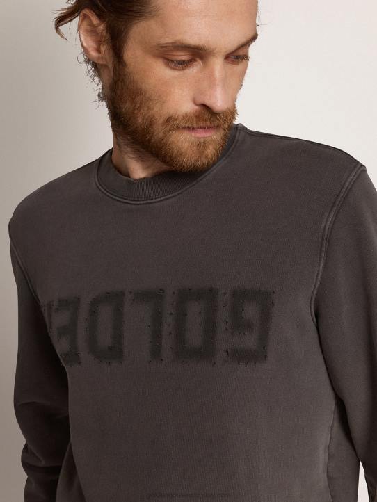 hombres sudadera de la colección con logo en gris antracita con tratamiento envejecidoGolden Goose 02H6694