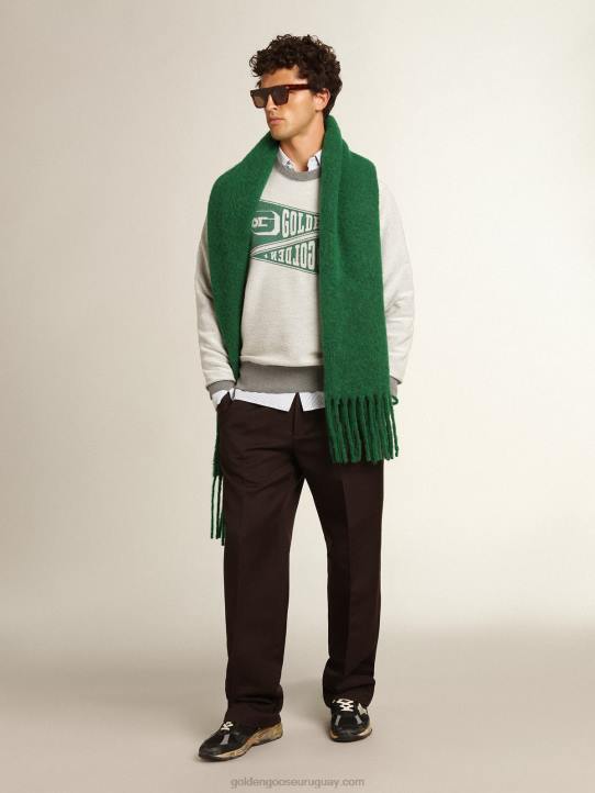 hombres sudadera de la colección gris melange con estampado verde dorado 02H6753