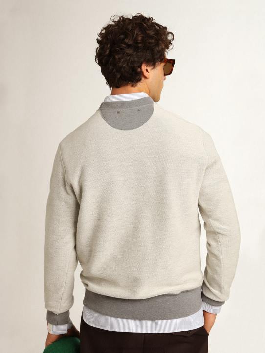 hombres sudadera de la colección gris melange con estampado verde dorado 02H6753