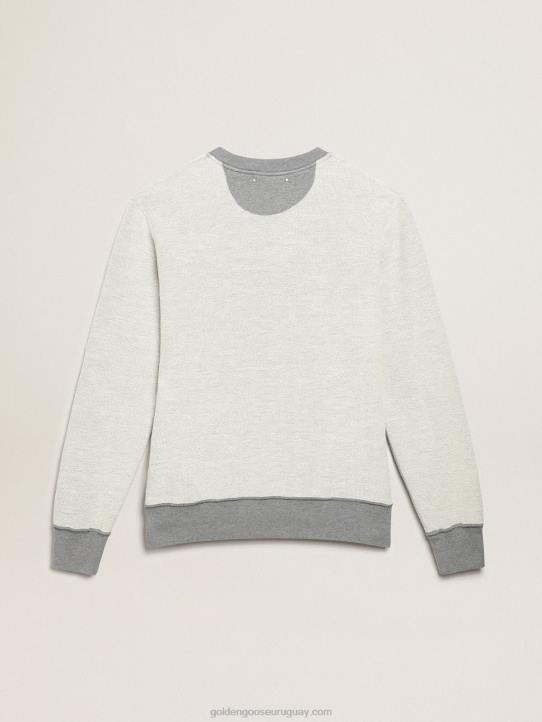 hombres sudadera de la colección gris melange con estampado verde dorado 02H6753