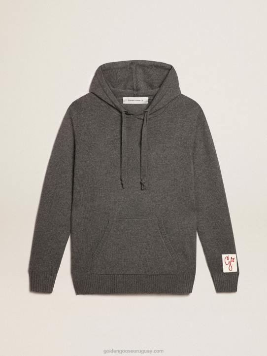 hombres sudadera de mezcla de cachemir gris jaspeado con capuchaGolden Goose 02H6729