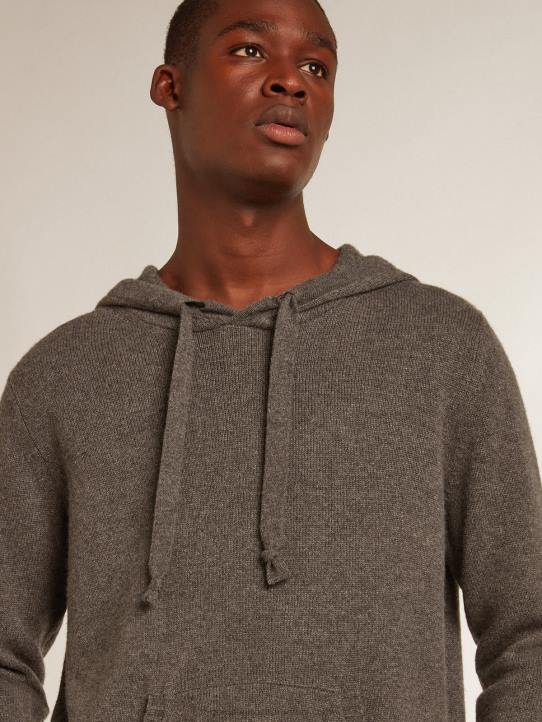 hombres sudadera de mezcla de cachemir gris jaspeado con capuchaGolden Goose 02H6729
