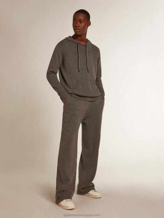 hombres sudadera de mezcla de cachemir gris jaspeado con capuchaGolden Goose 02H6729