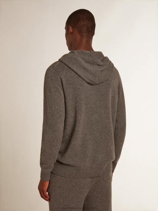 hombres sudadera de mezcla de cachemir gris jaspeado con capuchaGolden Goose 02H6729