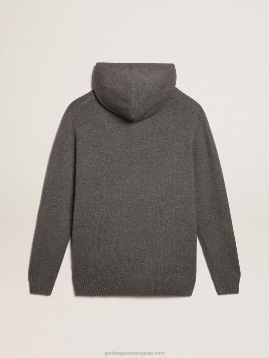 hombres sudadera de mezcla de cachemir gris jaspeado con capuchaGolden Goose 02H6729