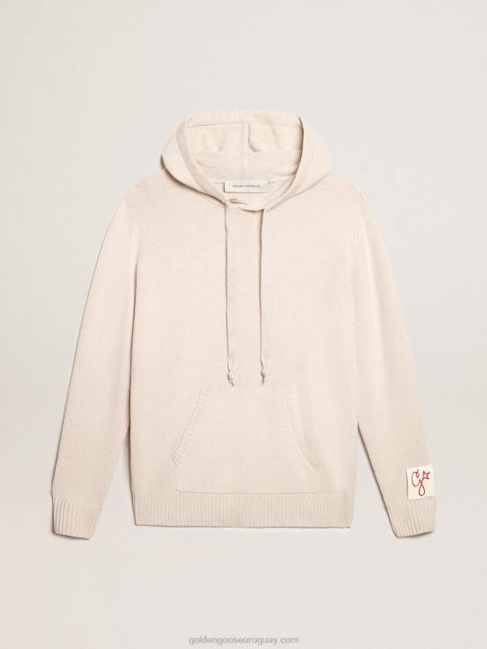 hombres sudadera de mezcla de cachemira blanca con capuchaGolden Goose 02H6816