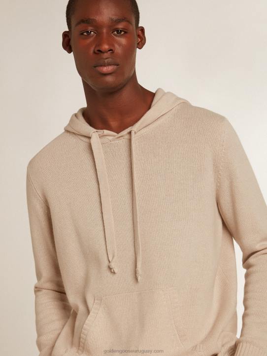 hombres sudadera de mezcla de cachemira blanca con capuchaGolden Goose 02H6816