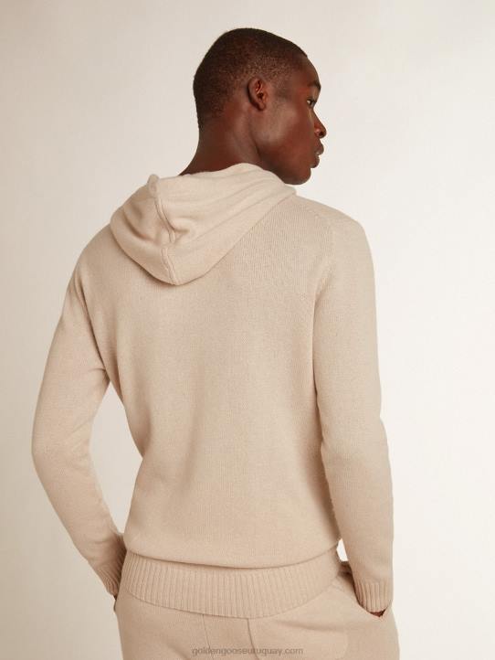 hombres sudadera de mezcla de cachemira blanca con capuchaGolden Goose 02H6816