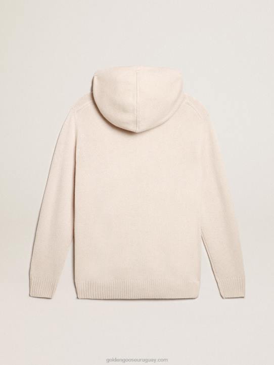 hombres sudadera de mezcla de cachemira blanca con capuchaGolden Goose 02H6816