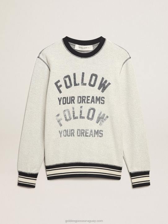 hombres sudadera gris con cuello redondo y letrasGolden Goose 02H6785