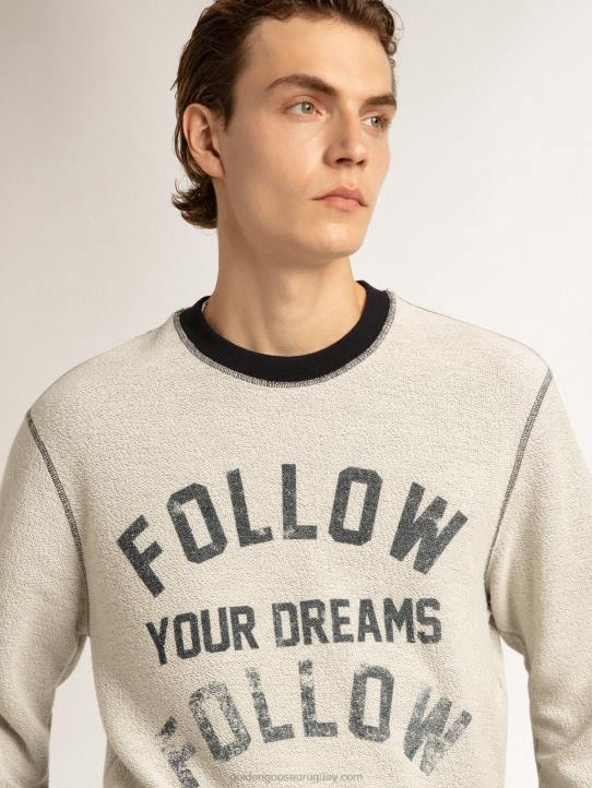 hombres sudadera gris con cuello redondo y letrasGolden Goose 02H6785