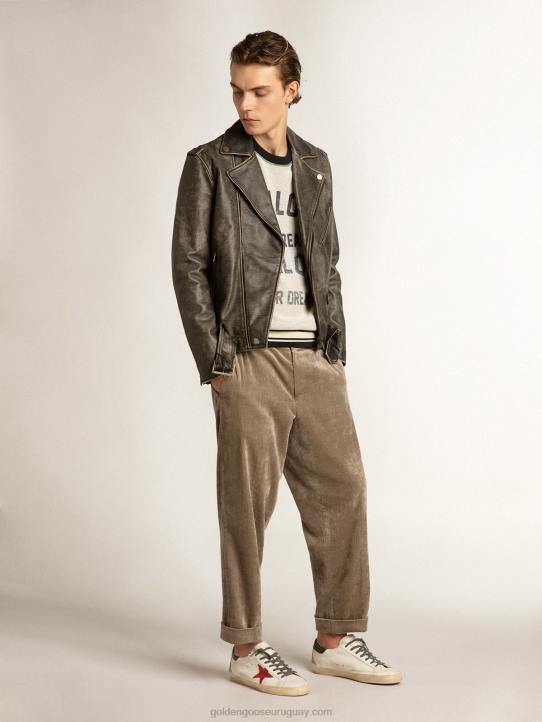 hombres sudadera gris con cuello redondo y letrasGolden Goose 02H6785