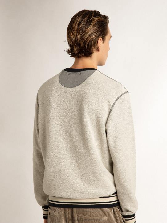 hombres sudadera gris con cuello redondo y letrasGolden Goose 02H6785