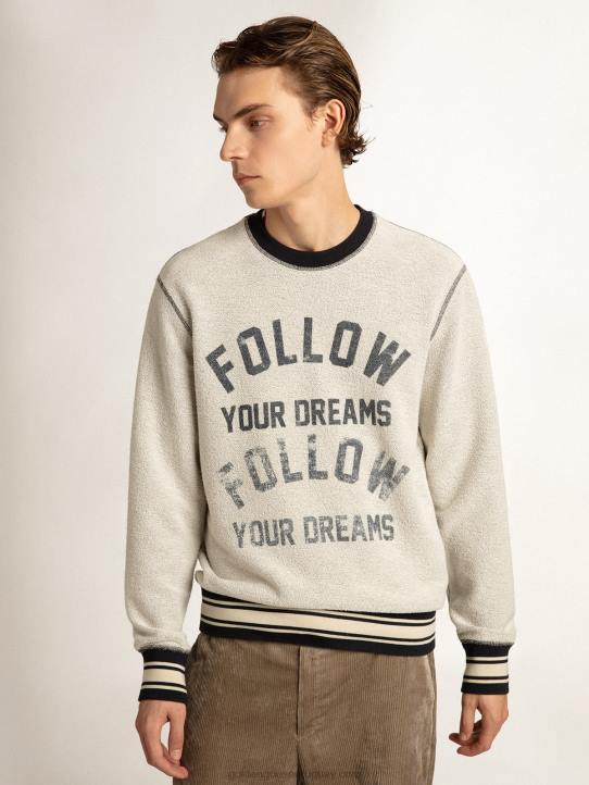 hombres sudadera gris con cuello redondo y letrasGolden Goose 02H6785