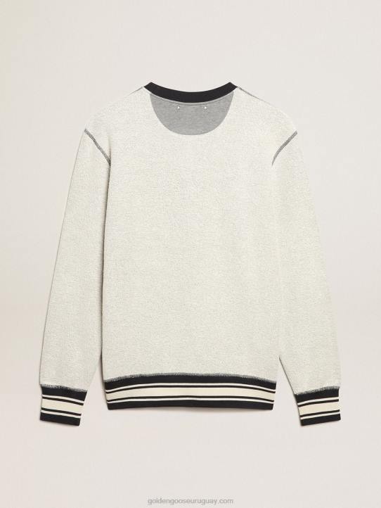 hombres sudadera gris con cuello redondo y letrasGolden Goose 02H6785