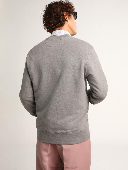 hombres sudadera gris de la colección journey con letras en contraste dorado turquesa 02H6767