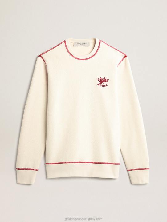 hombres sudadera heritage blanca con logo cnyGolden Goose 02H6786