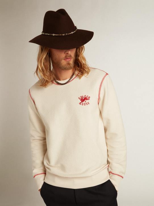 hombres sudadera heritage blanca con logo cnyGolden Goose 02H6786