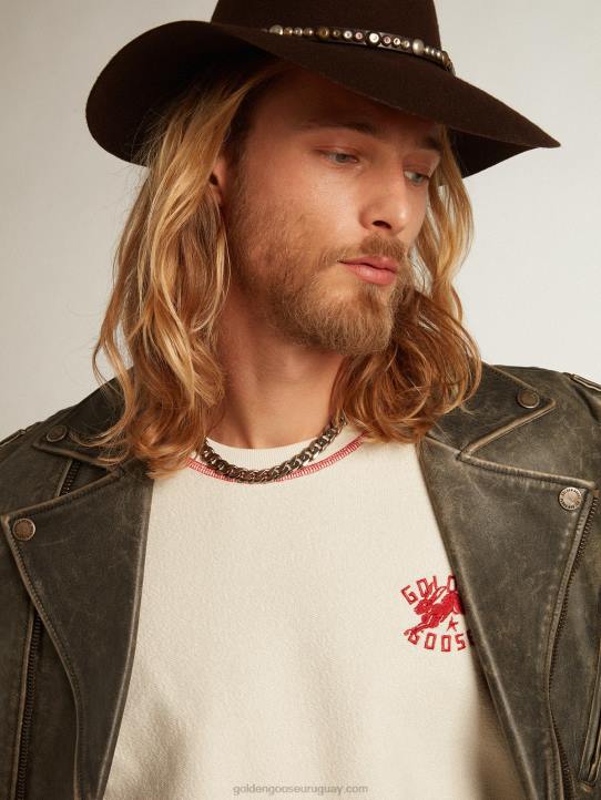 hombres sudadera heritage blanca con logo cnyGolden Goose 02H6786