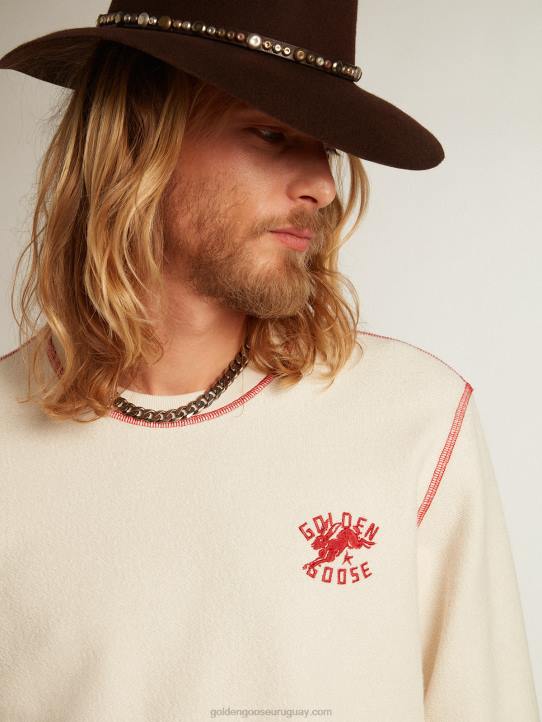 hombres sudadera heritage blanca con logo cnyGolden Goose 02H6786