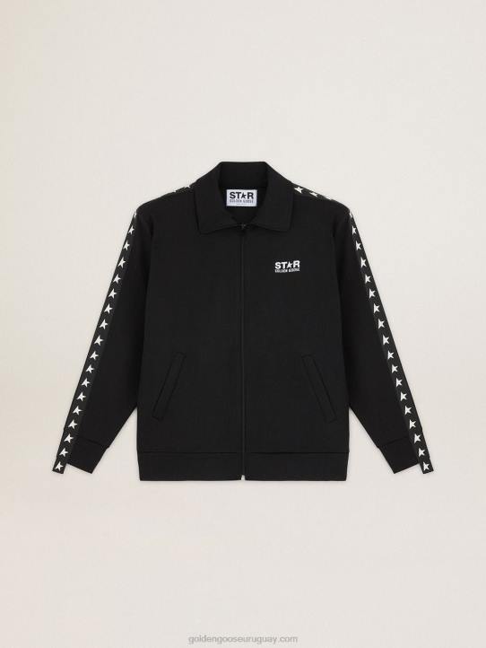 hombres sudadera negra con cremallera y estrellas blancas en contrasteGolden Goose 02H6705