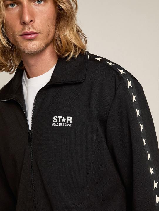 hombres sudadera negra con cremallera y estrellas blancas en contrasteGolden Goose 02H6705