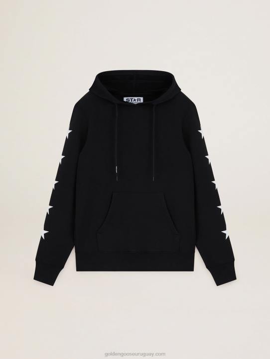 hombres sudadera negra de la colección star de alighiero con estrellas blancas en contrasteGolden Goose 02H6754