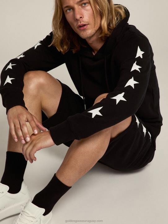 hombres sudadera negra de la colección star de alighiero con estrellas blancas en contrasteGolden Goose 02H6754